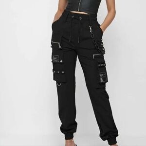 Maniere De Voir Black Cargo Joggers, US 4